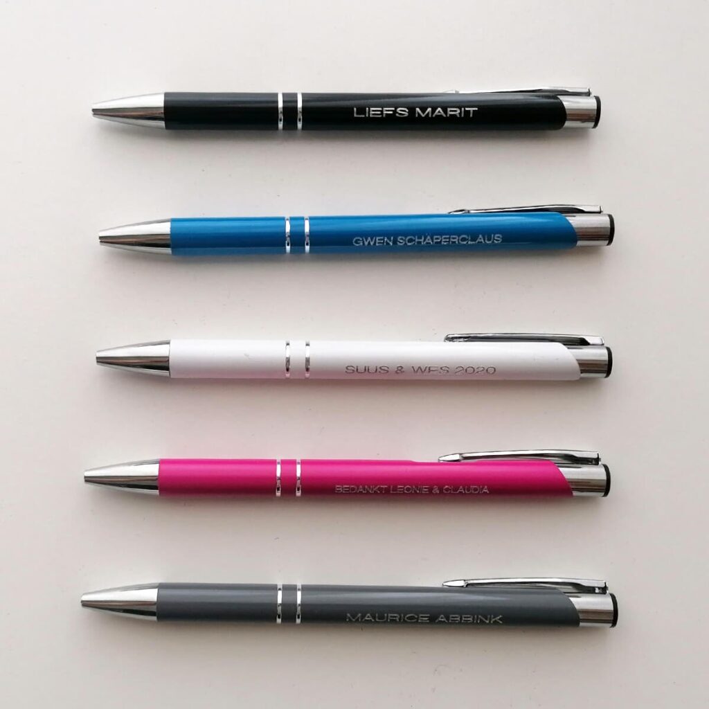 Luxe pen met korte tekst, eigen naam of leuke quote